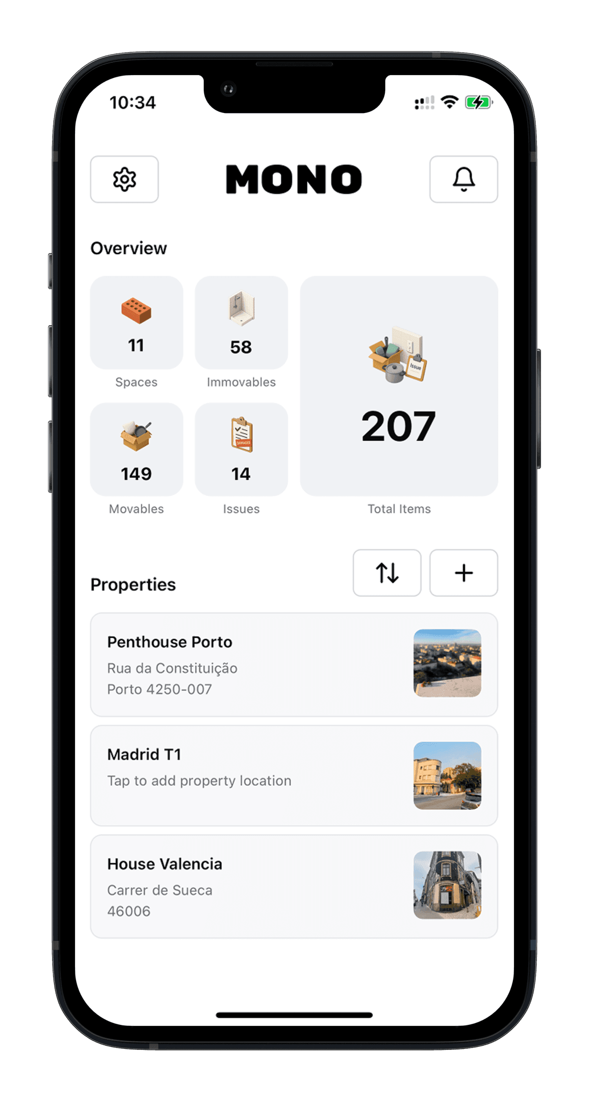 Inventory app screen
